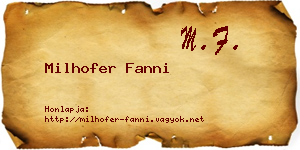 Milhofer Fanni névjegykártya